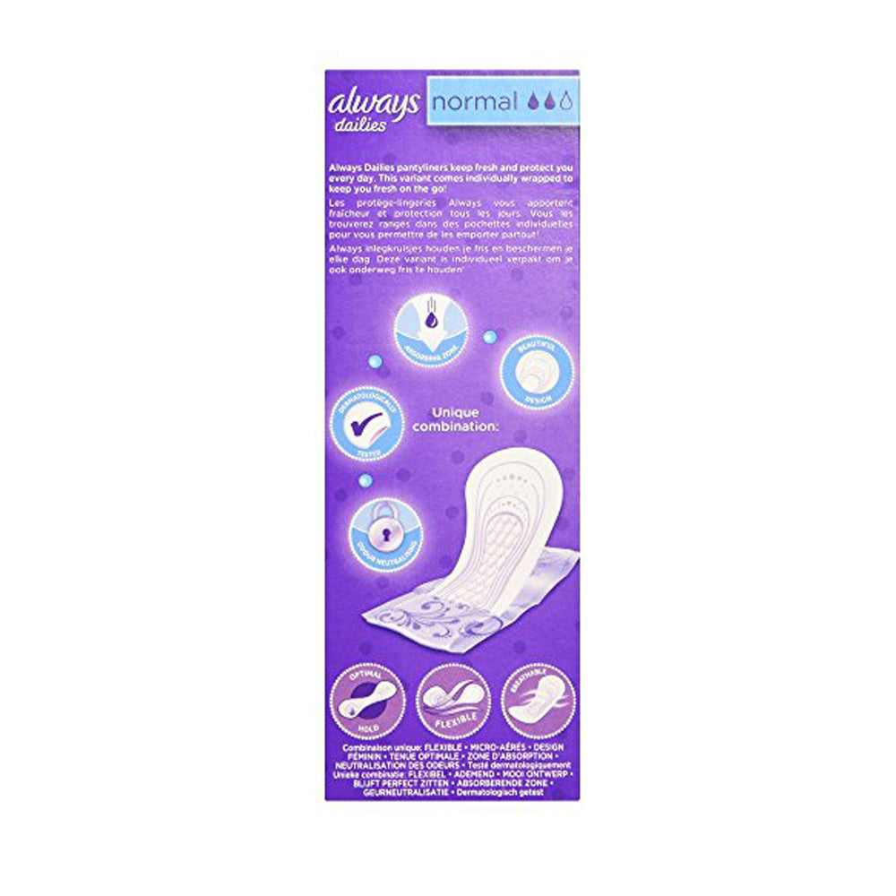 Buy Always Daily Fresh Normal Wrapped Fresh Scent Pack of 20 - Premium Quality Toiletries Online - Product Image Buy Always Daily Fresh Normal Wrapped Fresh Scent Pack of 20 - Premium Quality Toiletries Online - Product Image